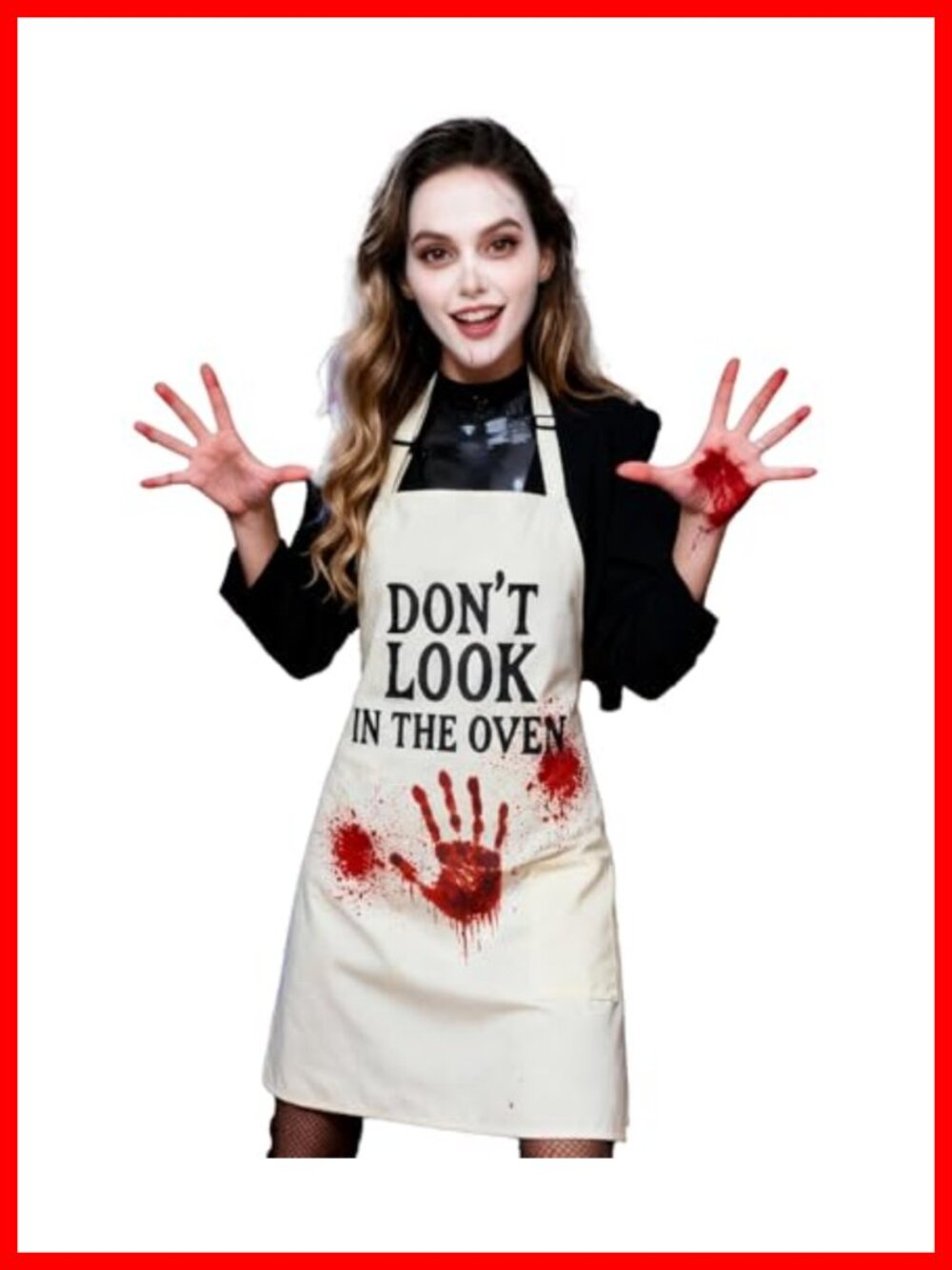 Halloween Apron Don't Look in the Oven Blood Splatter Adjustable Bib Cotton
